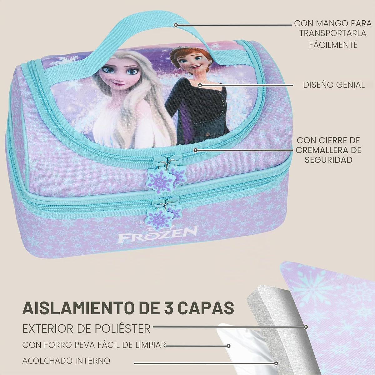 Get Trend Disney Frozen - Bolsa de almuerzo reutilizable con aislam...