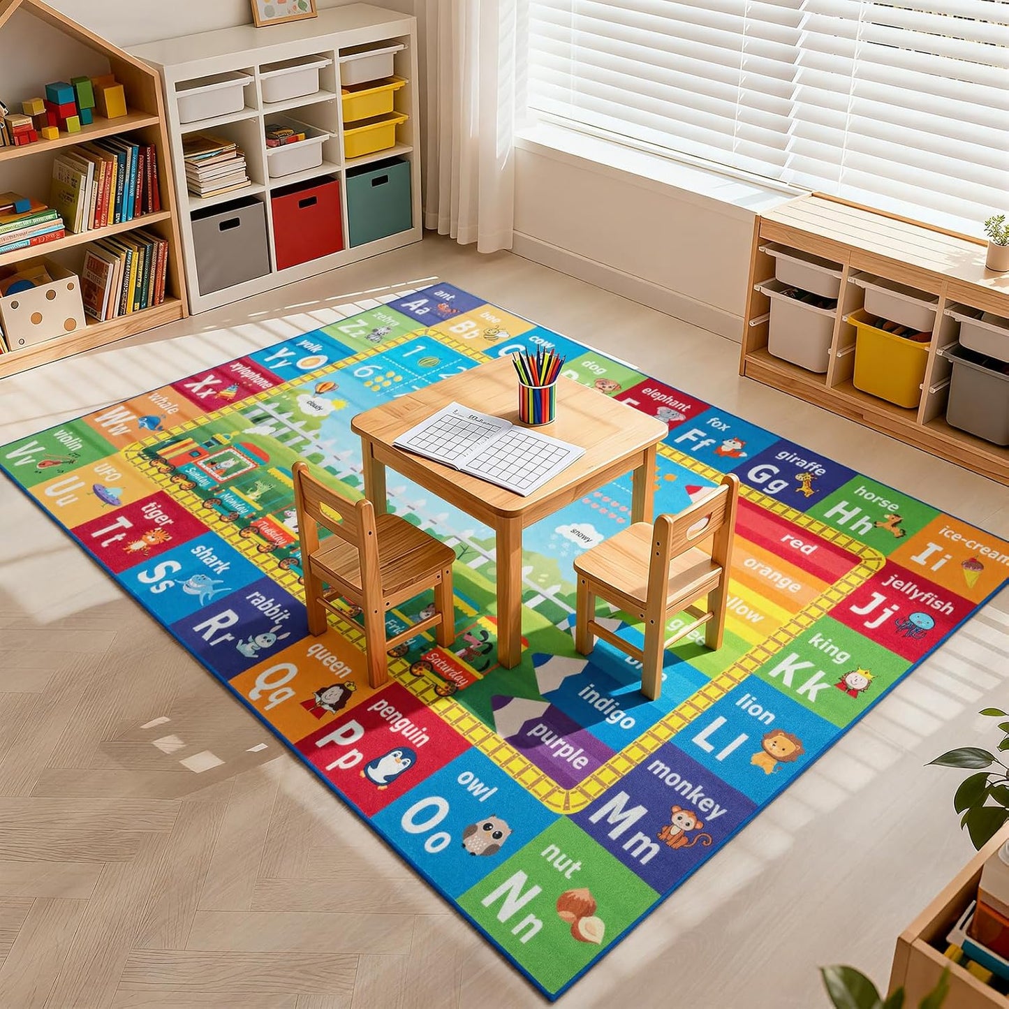 ST. BRIDGE Alfombra educativa para niños de 6 x 9 pies, alfombra de...
