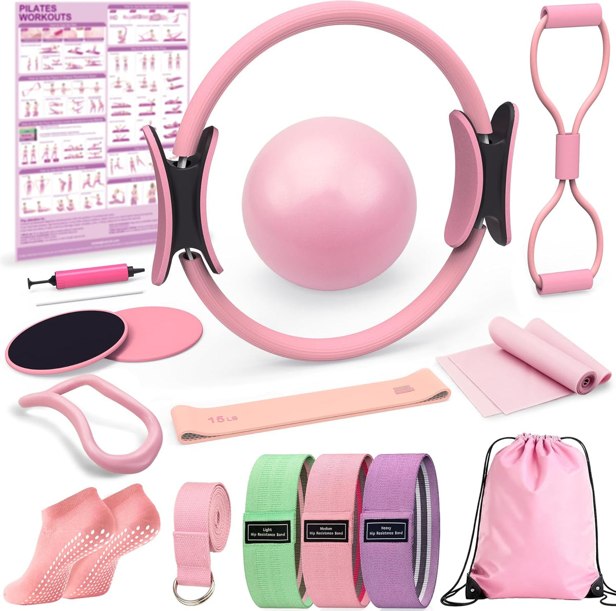 Kit de Pilates LarFaFa para Entrenamientos en Casa, Juego de Anillo...