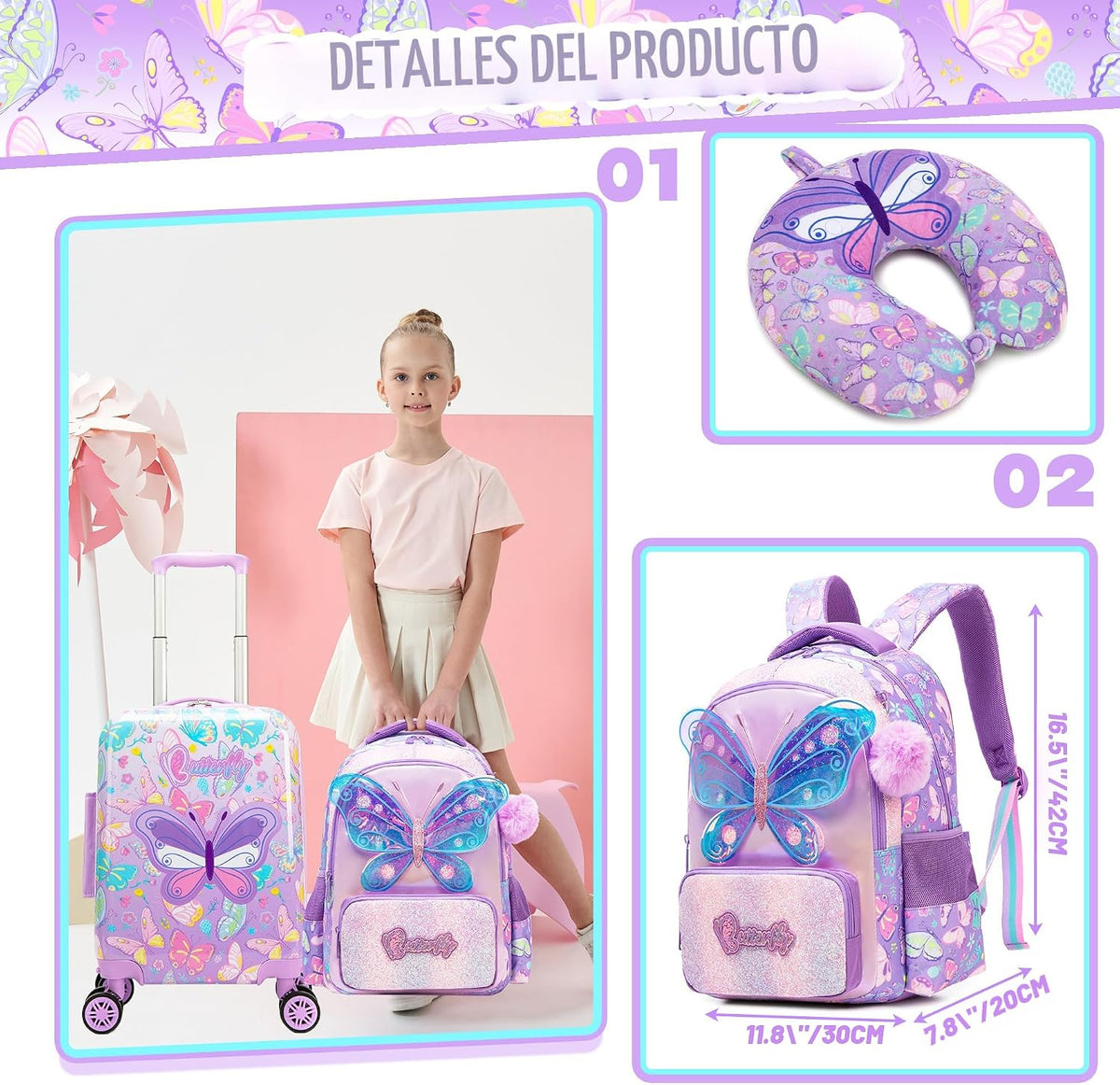 Juego de maletas para niños Esteemly de 5 piezas, juego de maletas...