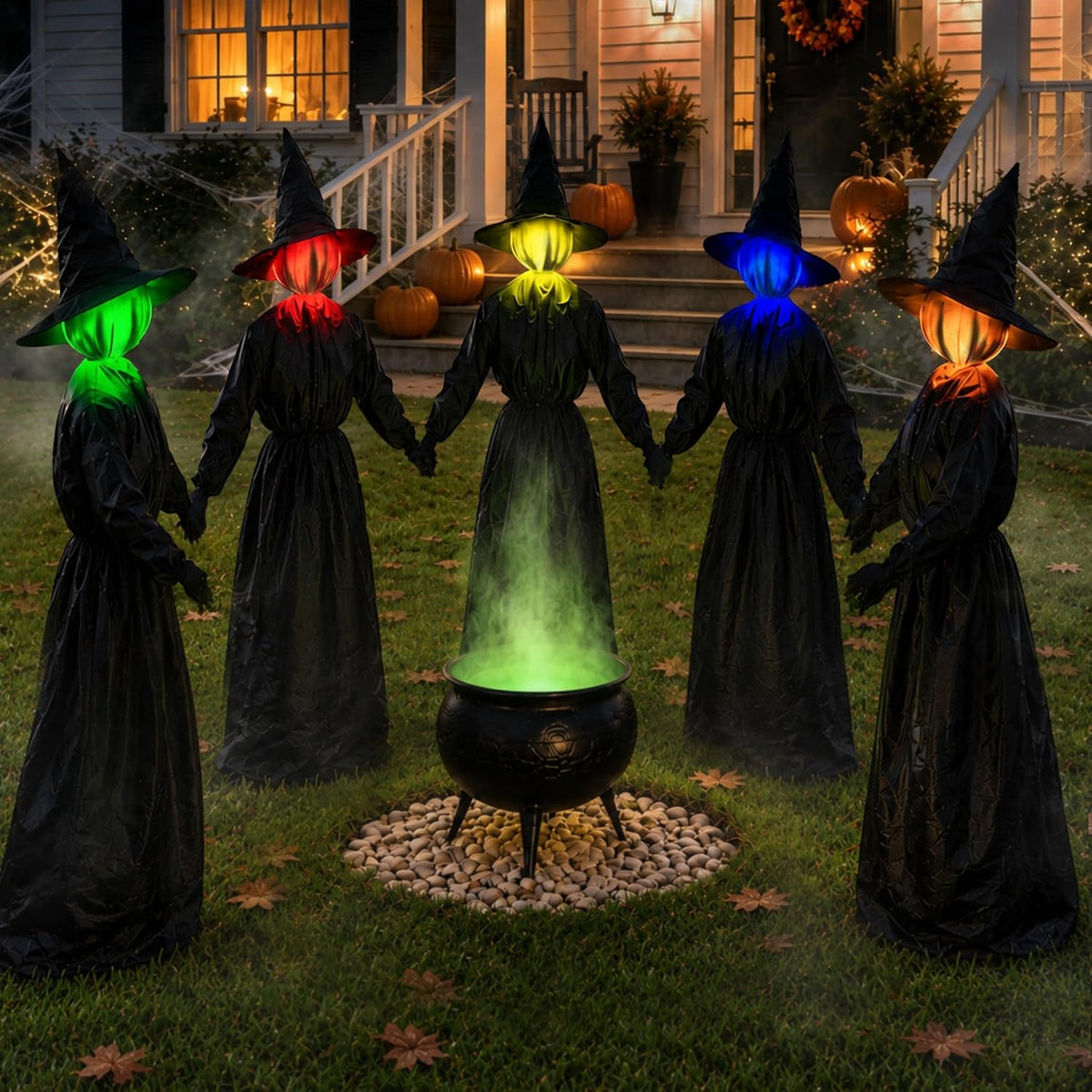Decoraciones de Halloween para exteriores, paquete de 5 brujas de 4...