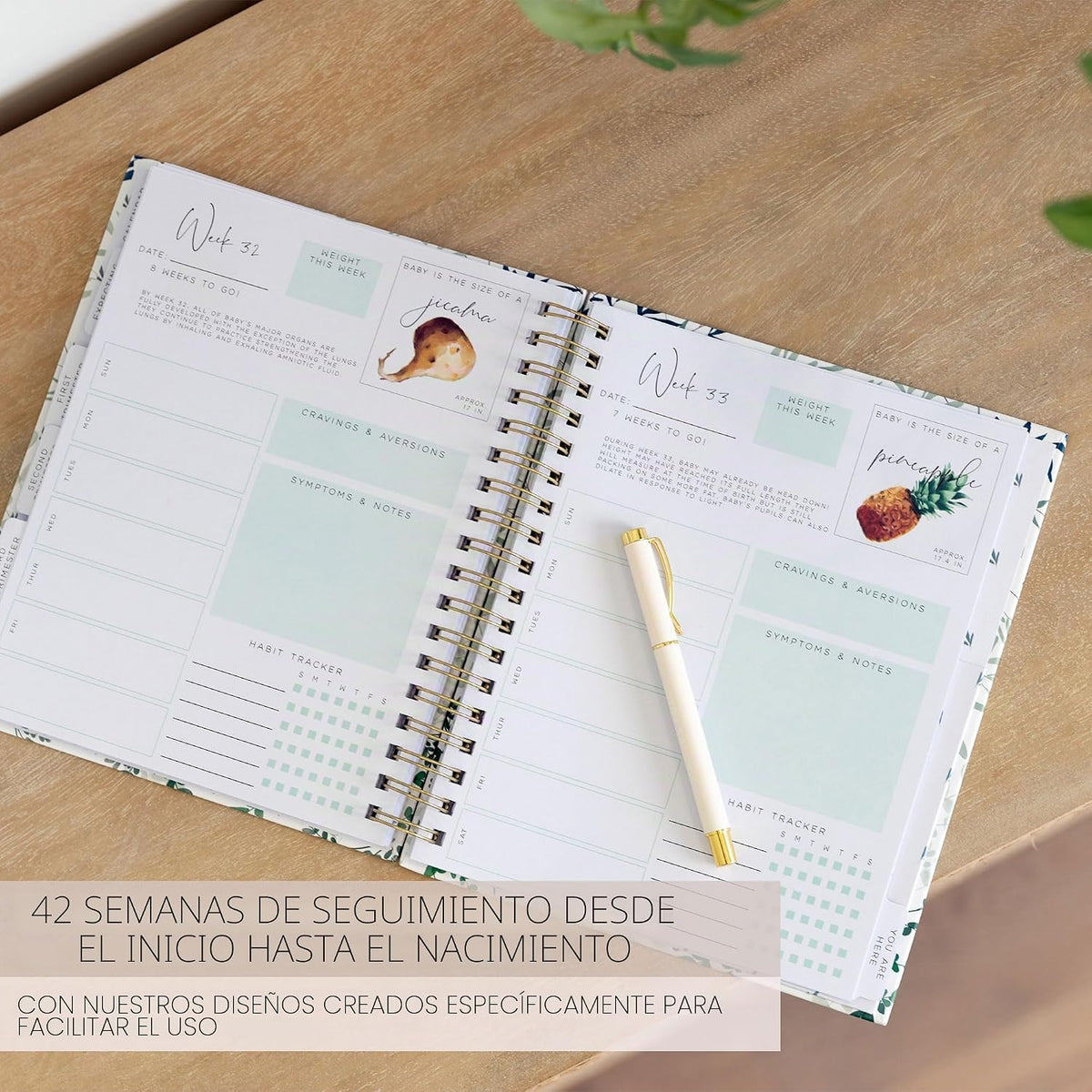 Diario de embarazo para madres primerizas | Rastreador semanal de e...