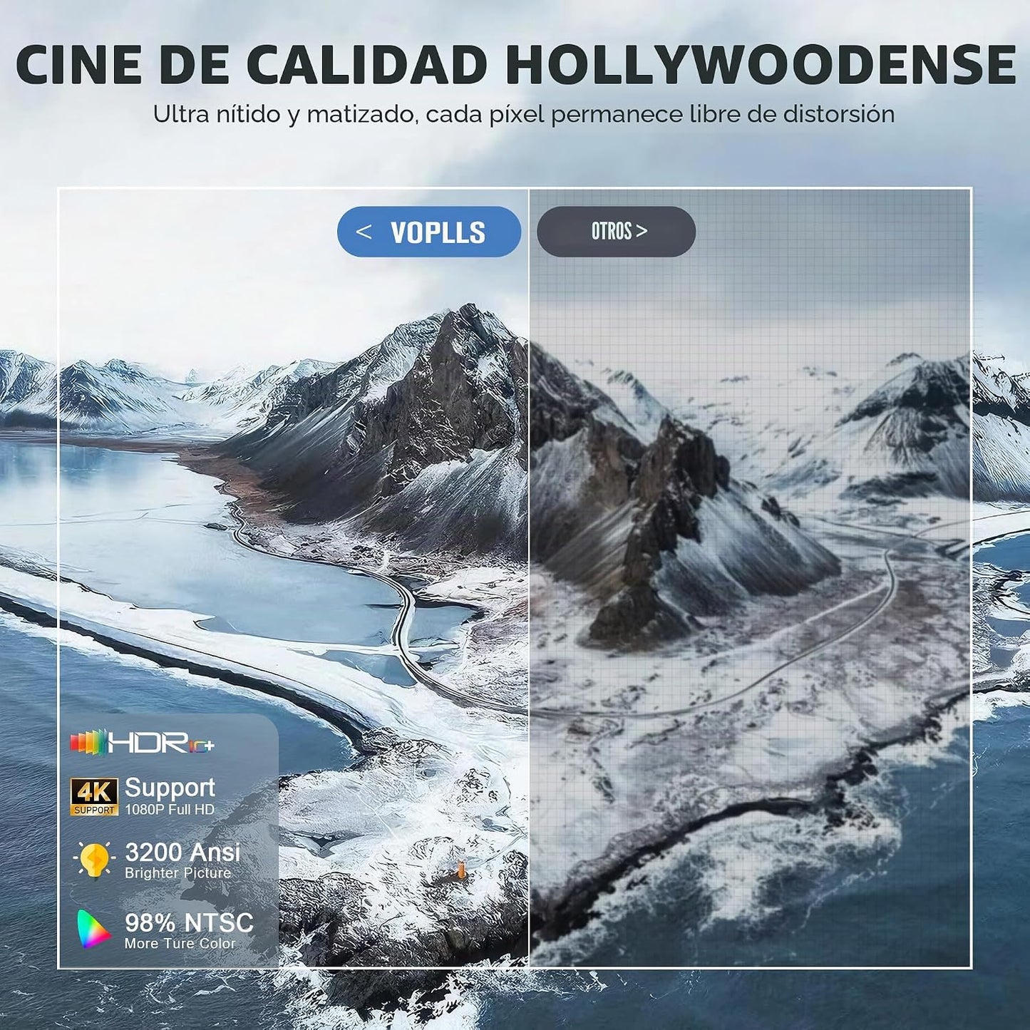 Aplicación con licencia oficial y 3200 ANSI: Mini proyector 4K para...