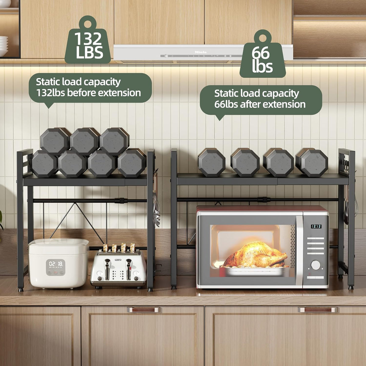 NETEL Soporte extensible para microondas, estante organizador de 2...