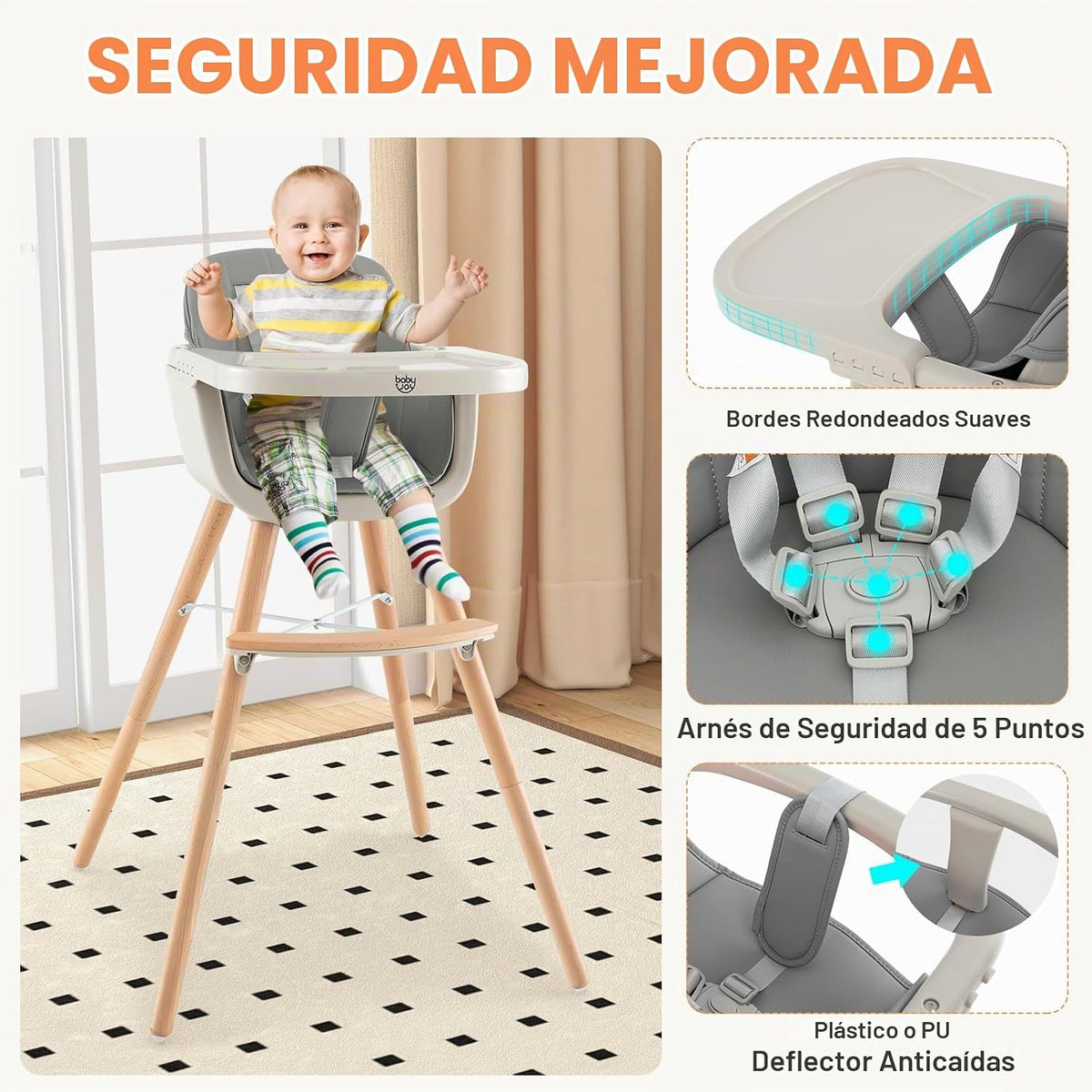 BABY JOY Trona convertible para bebé, 3 en 1, silla alta\/elevado\/...