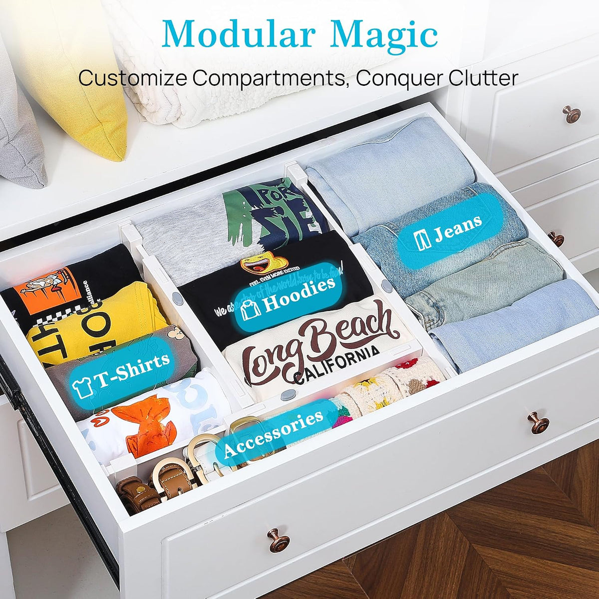 Vtopmart Paquete de 12 separadores de cajones para ropa, 4 pulgadas...