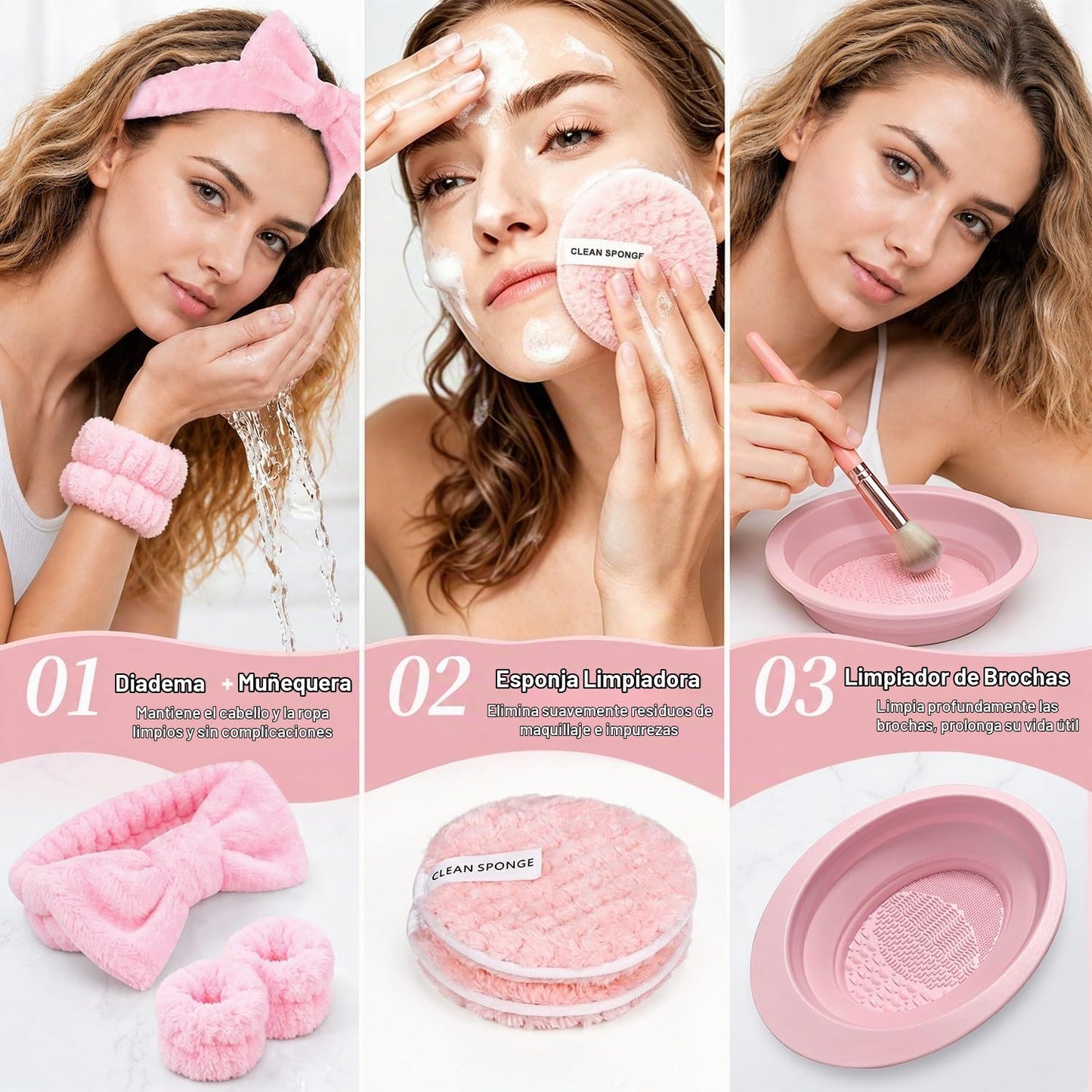 HGHDBT Juego de 70 brochas de maquillaje rosadas, kit de maquillaje...