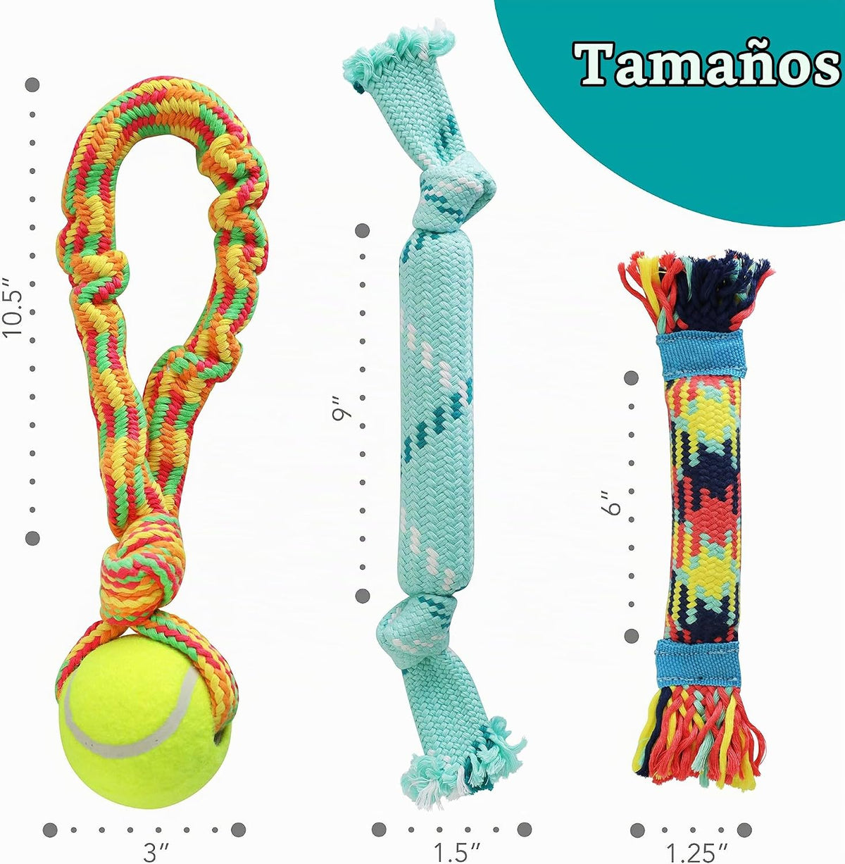 rocket &amp; rex Juego de juguetes masticables para perros para raz...
