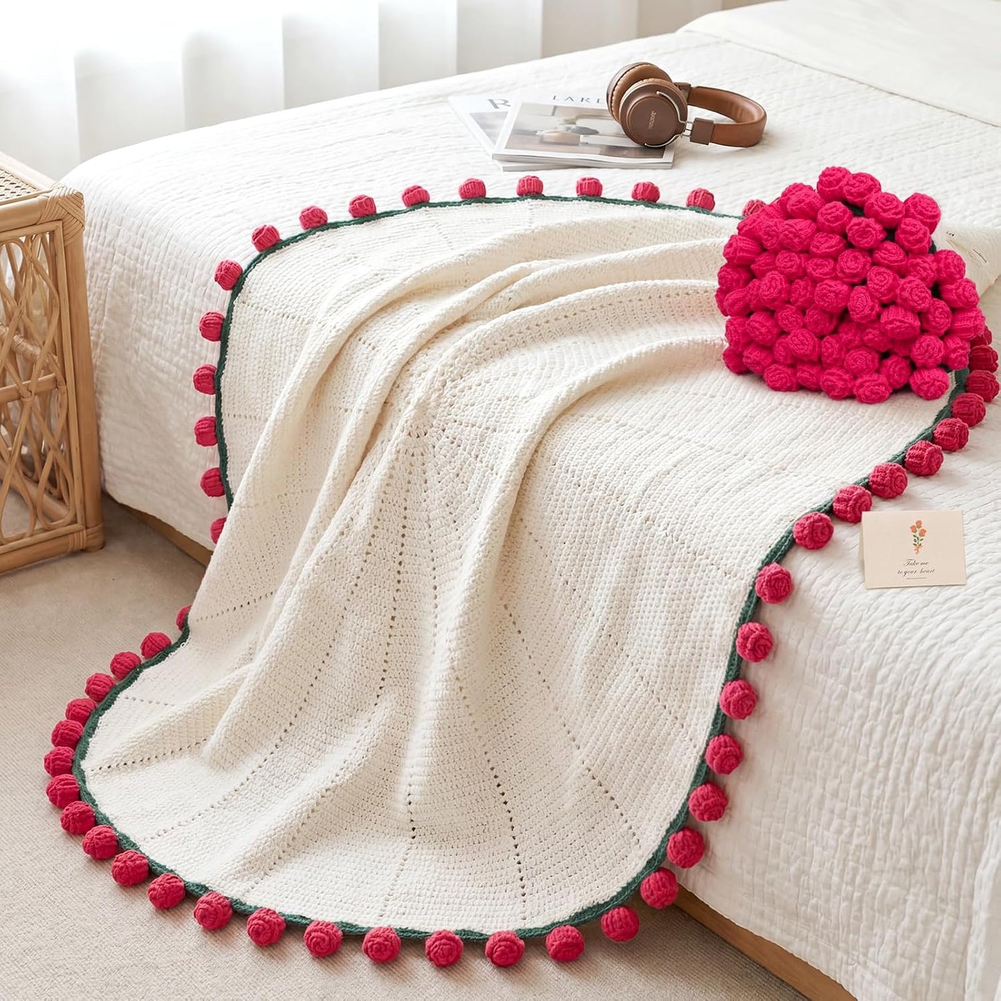 AISDE Manta de ramo de flores de ganchillo, regalos para mujeres, e...