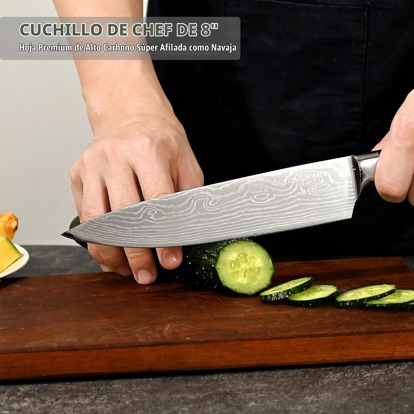 Juego de cuchillos de chef de cocina profesional, Razor Sharp de ac...