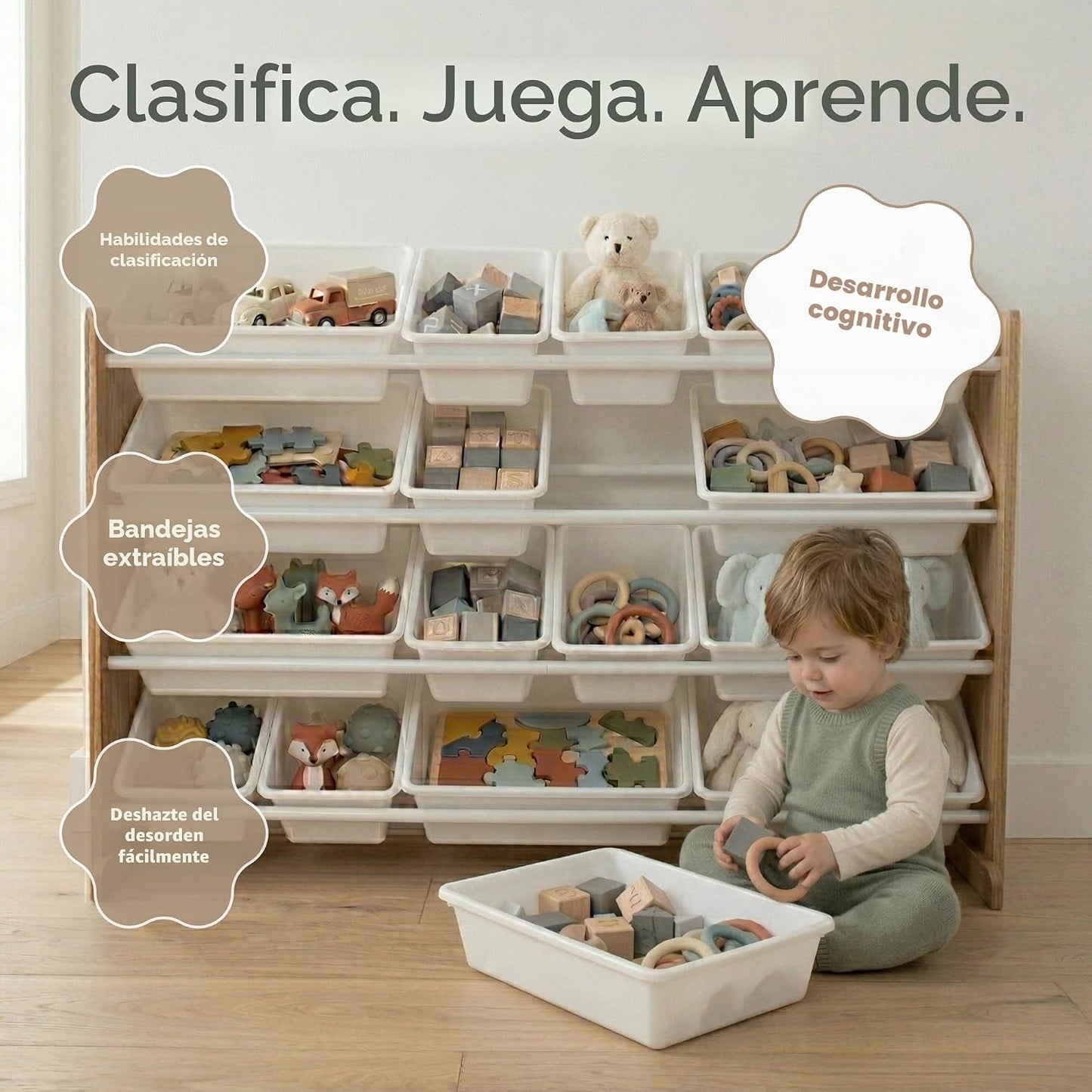 Humble Crew Organizador de juguetes para niños con 20 contenedores,...