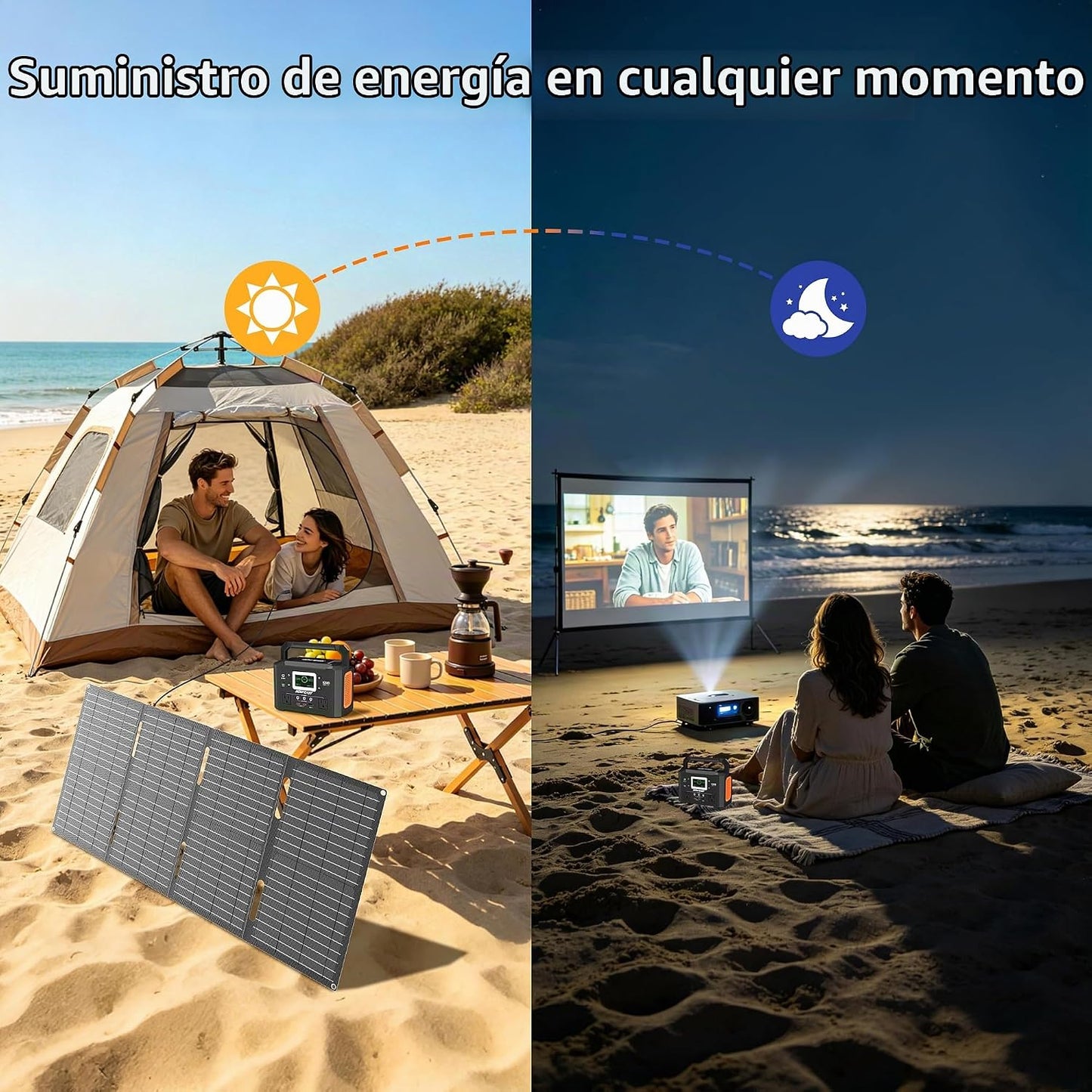 HOWEASY Estación de energía portátil de 300 W, generador solar de 2...