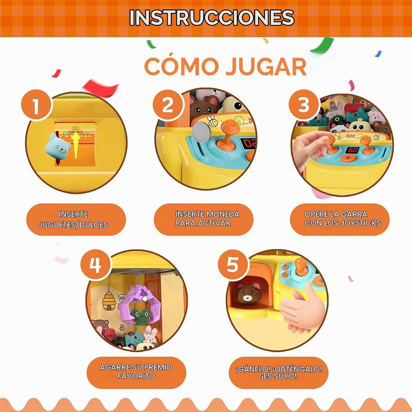 ROHSCE - Máquina de pinza para niños, máquina expendedora de juguet...
