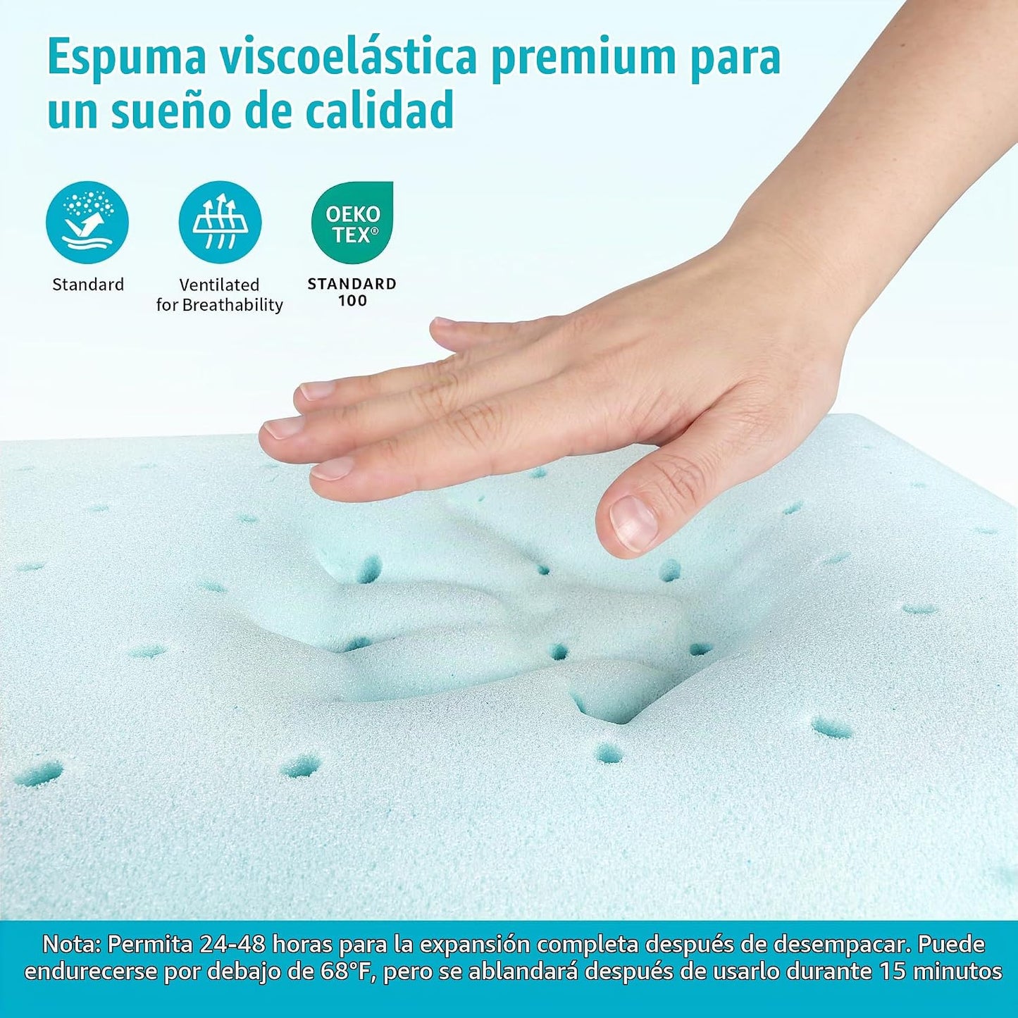 CushyOasis - Paquete de 2 almohadas de espuma viscoelástica para pe...