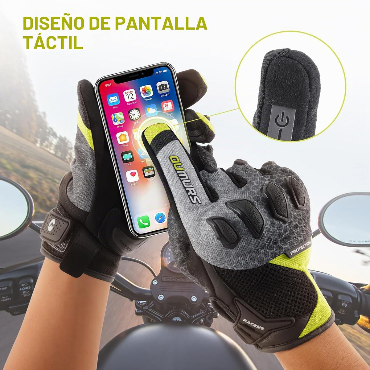 Oumurs Guantes de motocicleta para hombres y mujeres, guantes de ci...
