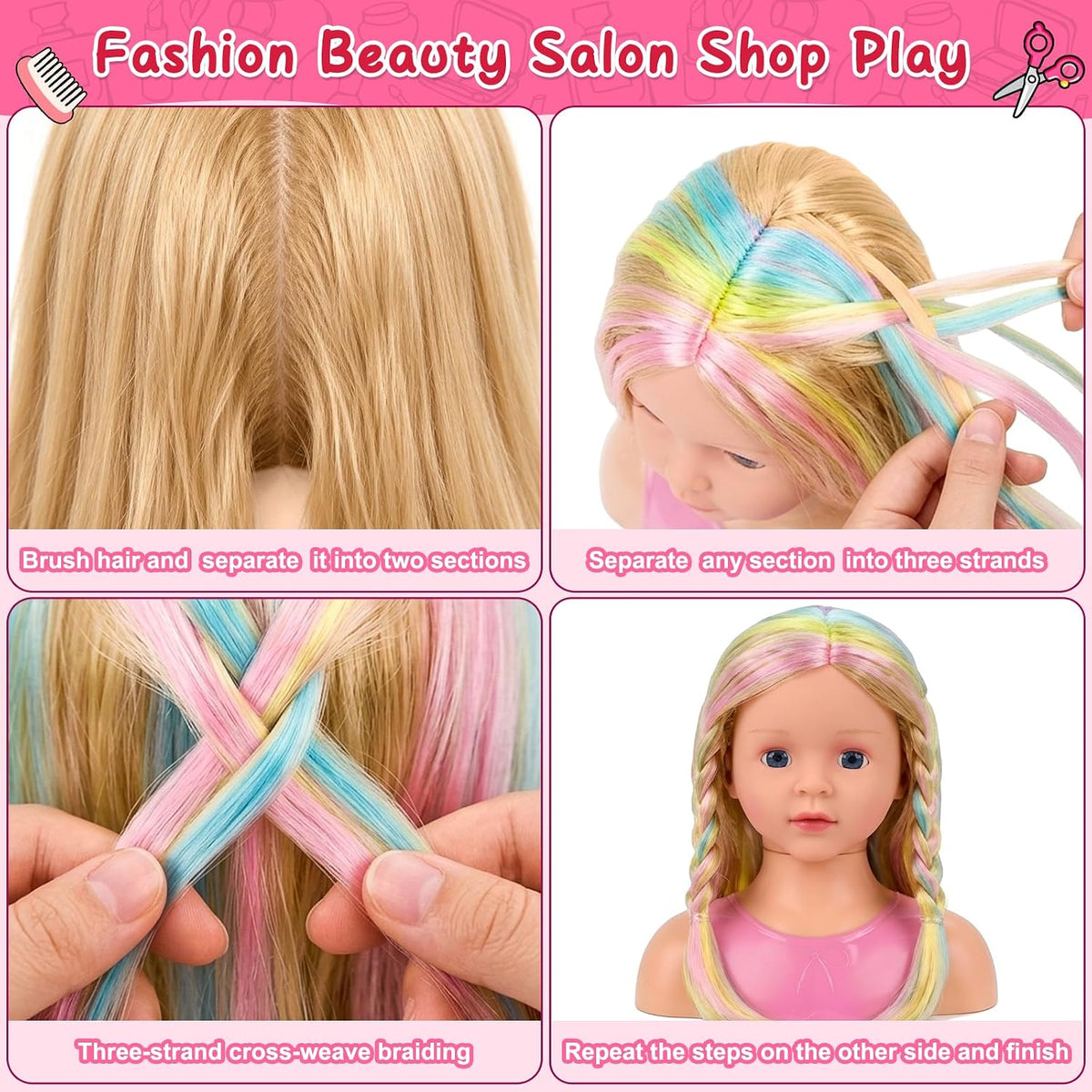 Cabeza de muñeca para maquillaje de peinado, juego de simulación, j...
