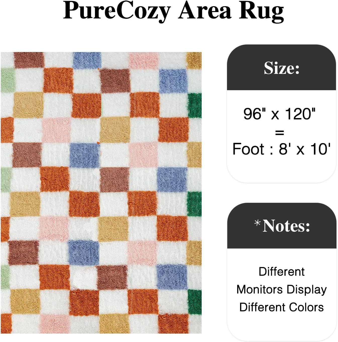 PureCozy Tapete a cuadros de 8 x 10 pies para sala, moderno de arco...
