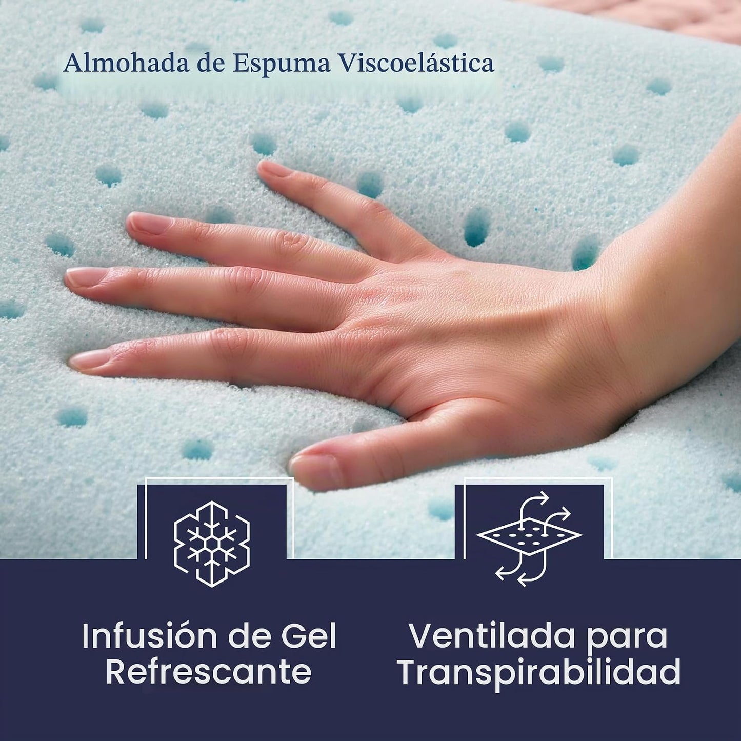 Almohada de espuma viscoelástica de gel ventilada Weekender. Funda...