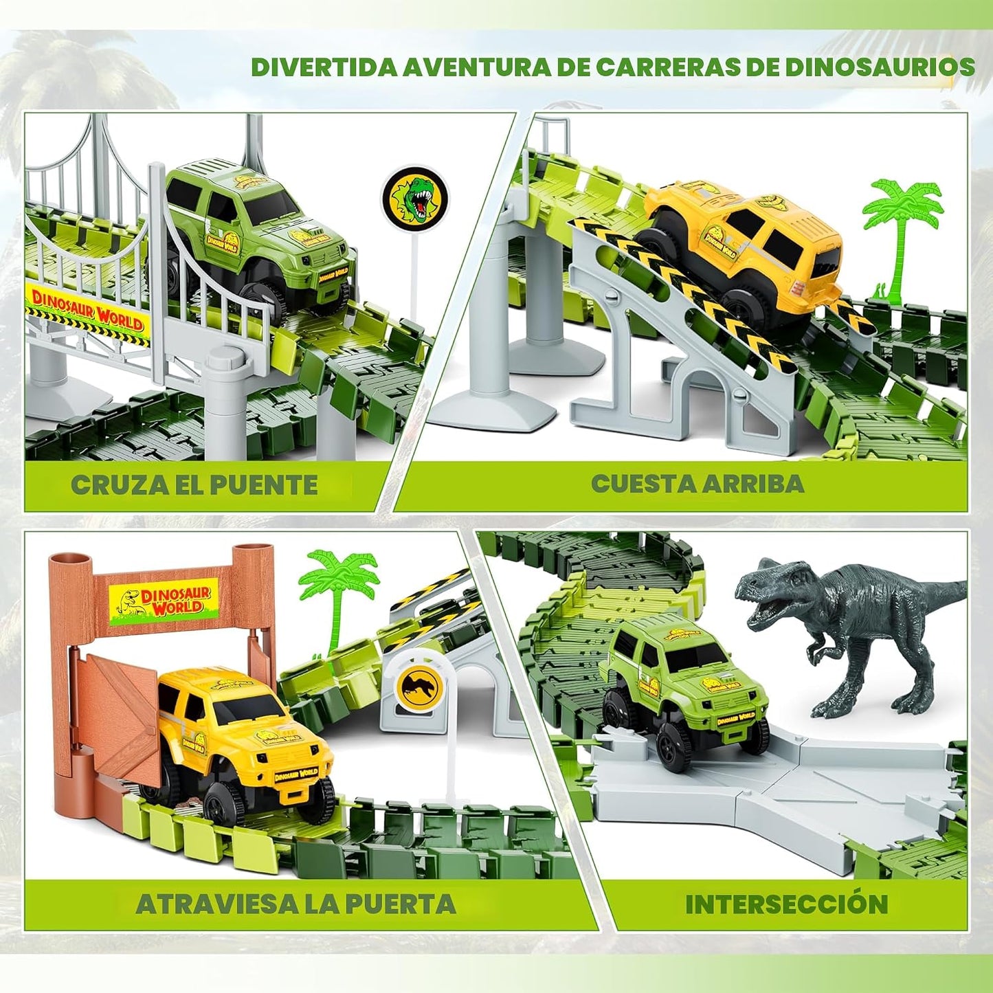Pistas de dinosaurios, 271 piezas Create A Dinosaur World Road Race...