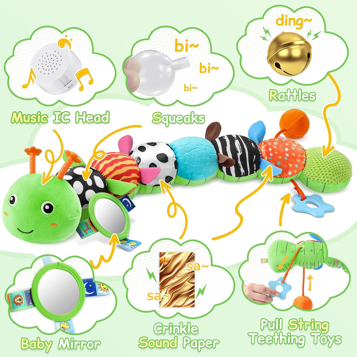 Juguetes para Bebés Sensoriales Musicales Peluche de Animal para In...