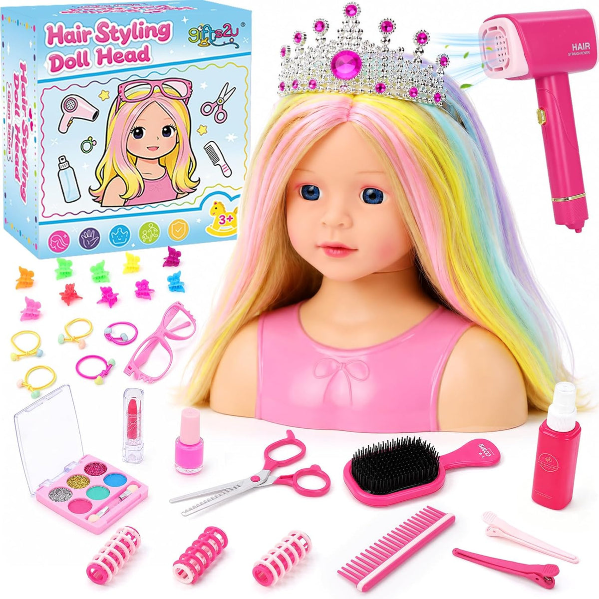 Cabeza de muñeca para maquillaje de peinado, juego de simulación, j...