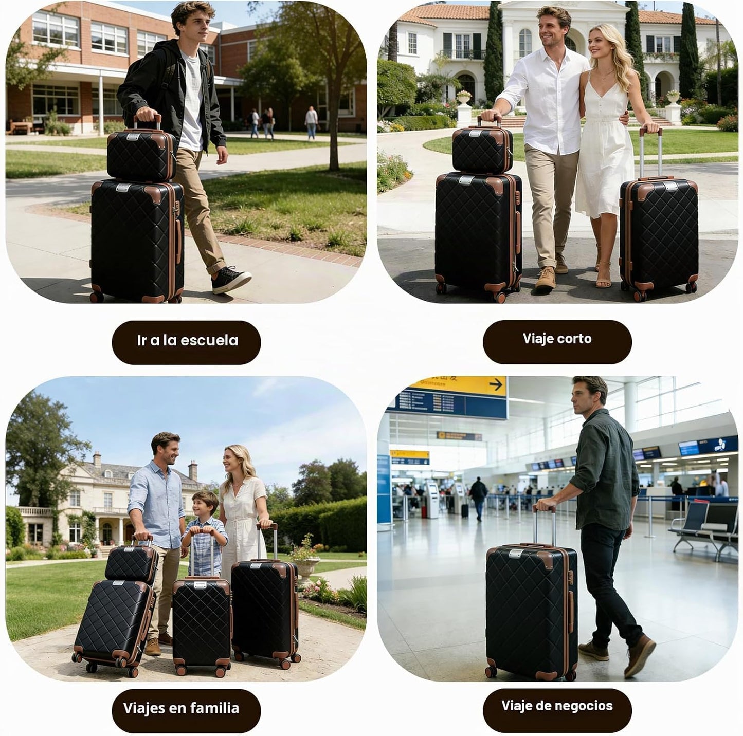 Voytra Juego de equipaje ABS Hardside maleta ligera con 8 ruedas gi...