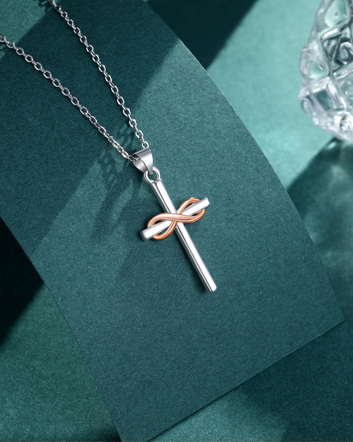 UPROMI Collar de cruz infinita para mujer, regalos de bautismo de g...