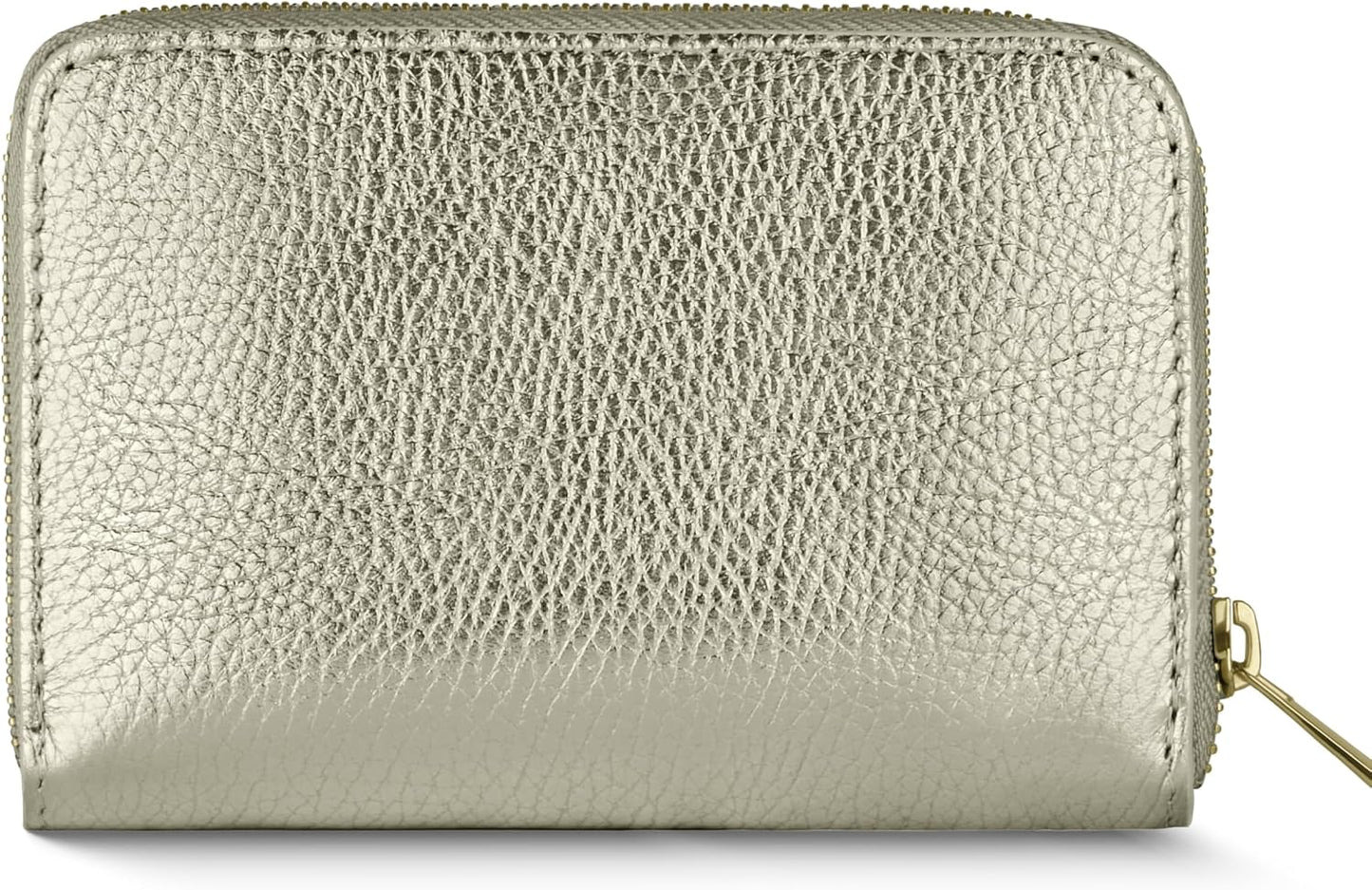 TAKEASY Cartera italiana de cuero metálico genuino para mujer con c...