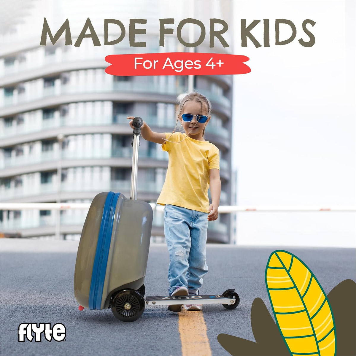 Maleta de patinete Flyte - 2 en 1, maleta de 18 pulgadas para niños...