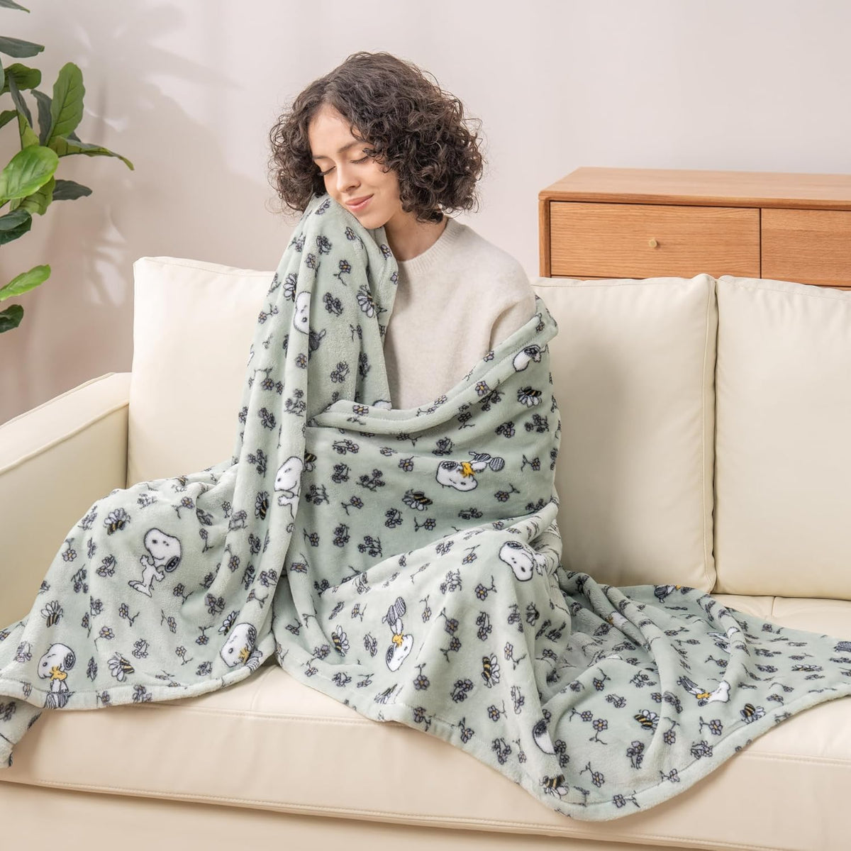 Manta de lana Berkshire Blanket Peanuts® VelvetLoft® Caracteres lin...
