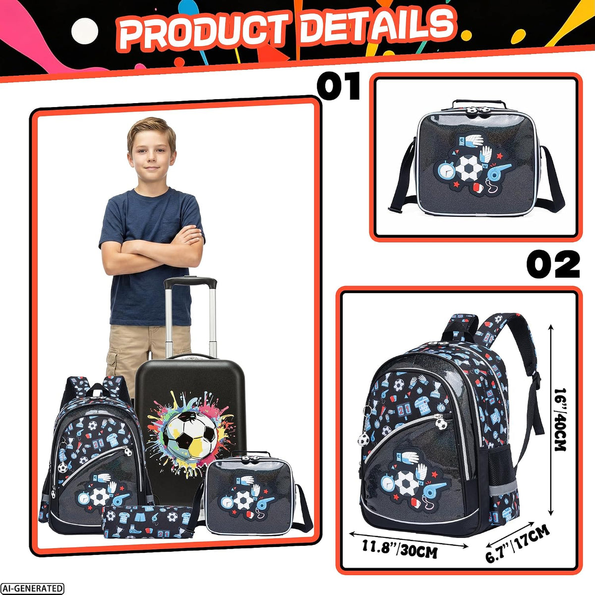 Homskiii Juego de maletas para niños, 5 piezas, equipaje rígido de...