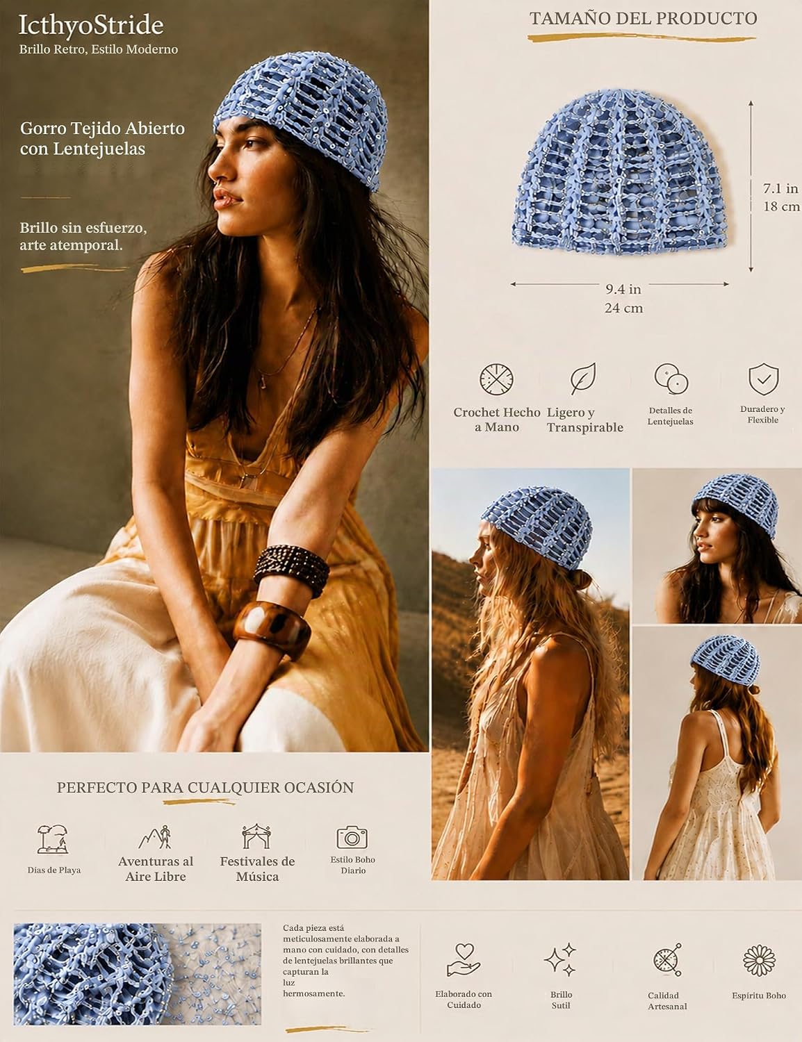 IcthyoStride Sombrero de fiesta para mujer, tocado de lentejuelas,...