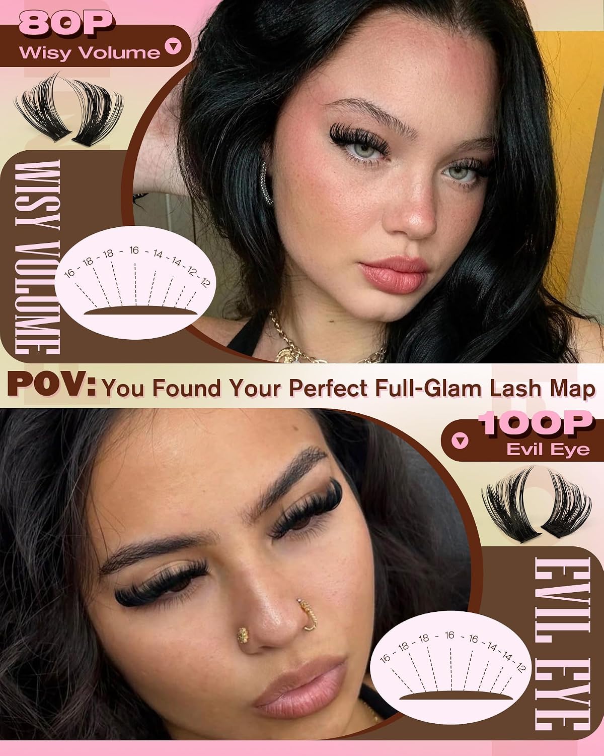 80D 100D Lash Clusters 560 piezas Wispy Volumen de los racimos de p...