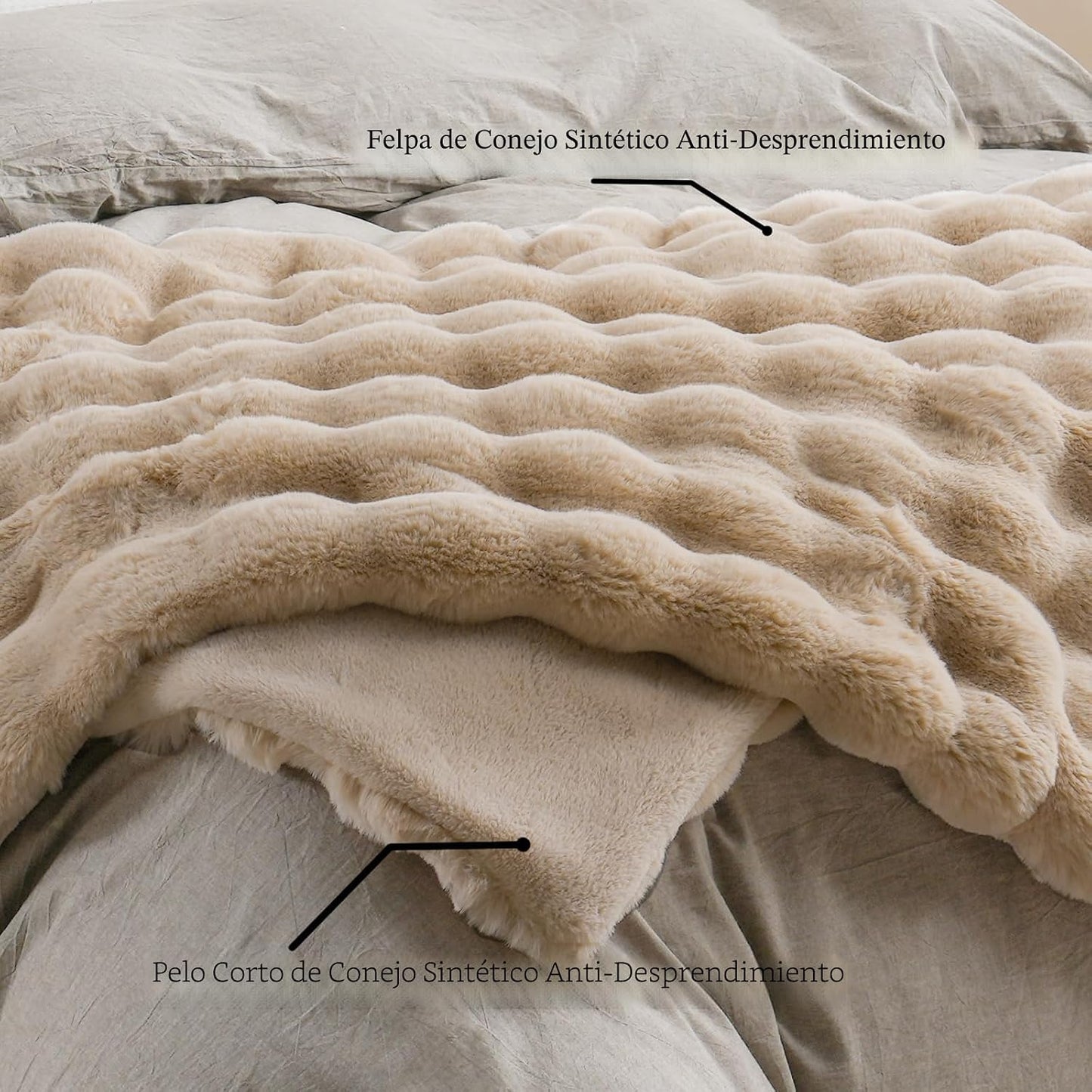 BENVWE Manta de piel sintética para sofá y cama, manta de burbujas...