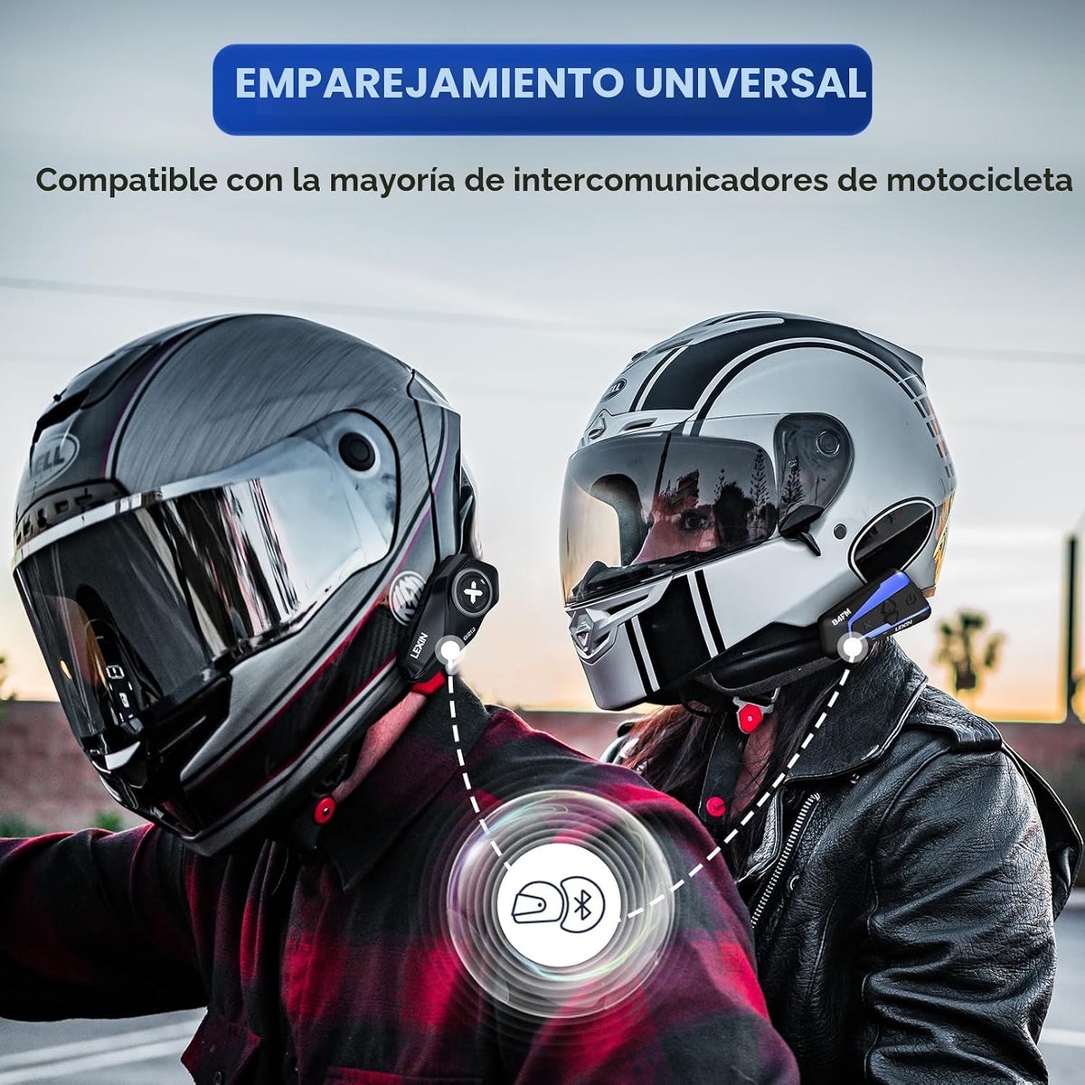 LEXIN G2P - Auriculares Bluetooth para Casco de Motocicleta, Sistem...