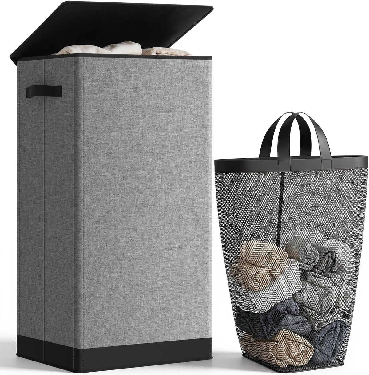 Solidi - Cesta para ropa sucia con tapa (100 litros), plegable, gra...