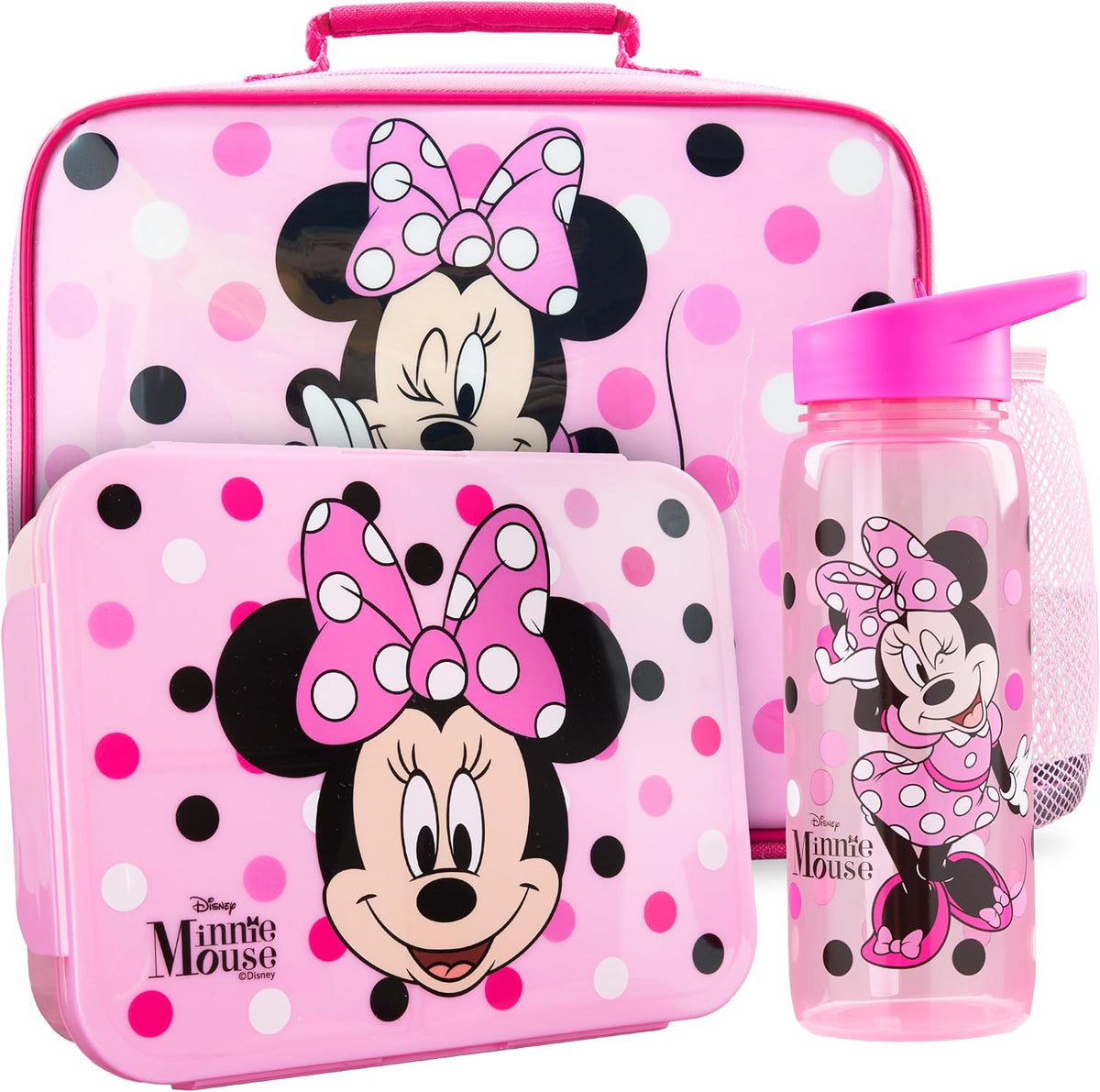 Get Trend Disney Minnie Mouse Juego de bolsa de almuerzo, caja bent...