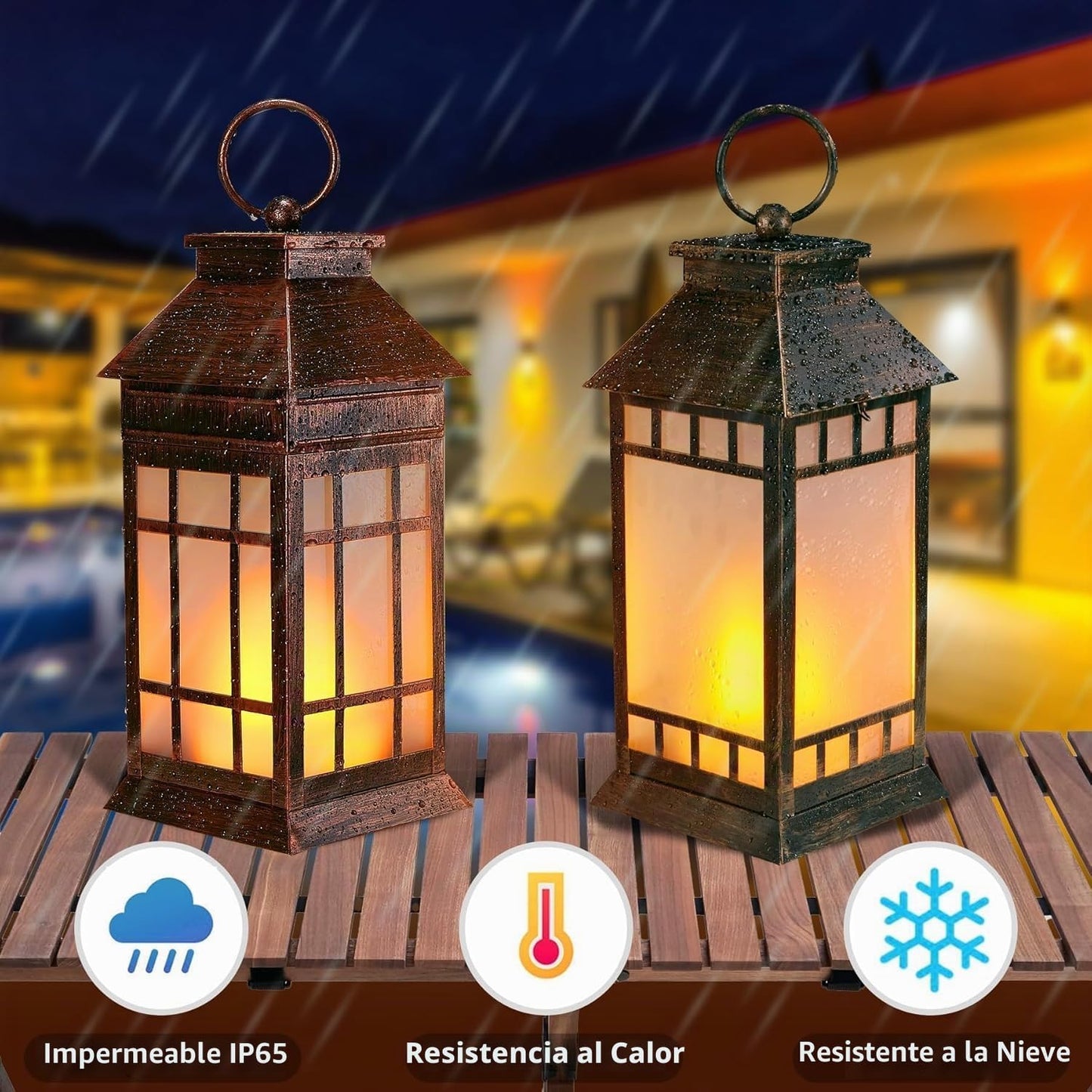 Linterna solar de vidrio de 18'' al aire libre impermeable,...