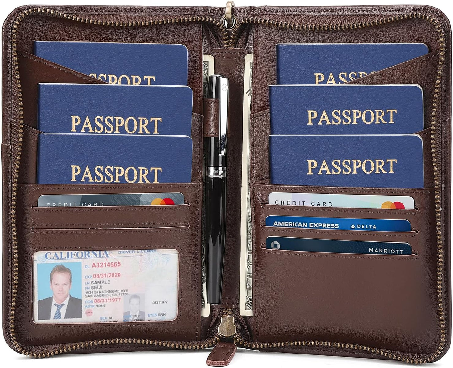Polare - Funda para pasaporte de cuero de grano completo para hombr...
