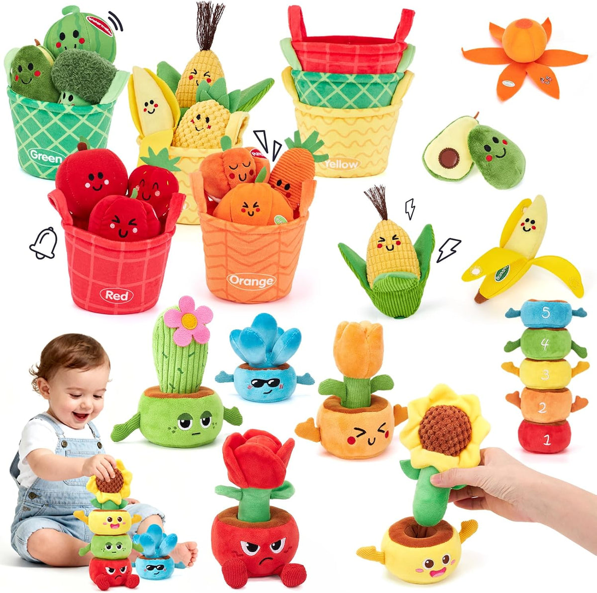 Hahaland Montessori - Paquete de juguetes sensoriales para bebés y...