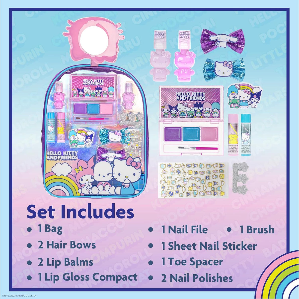 Hello Kitty - Juego de maquillaje de mochila con cosméticos y acces...