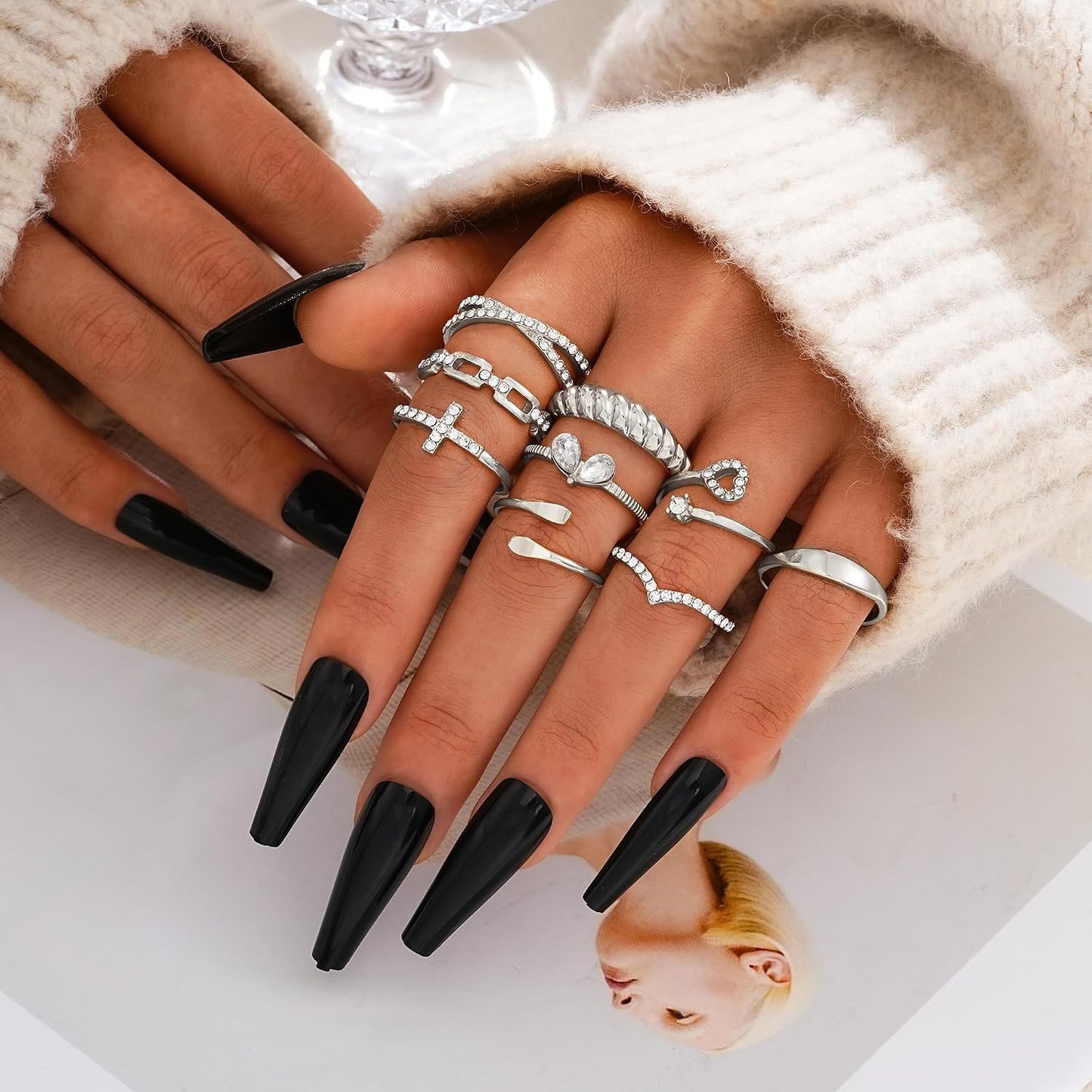 FAXHION Juego de 25 anillos apilables de oro para mujer, anillo de...