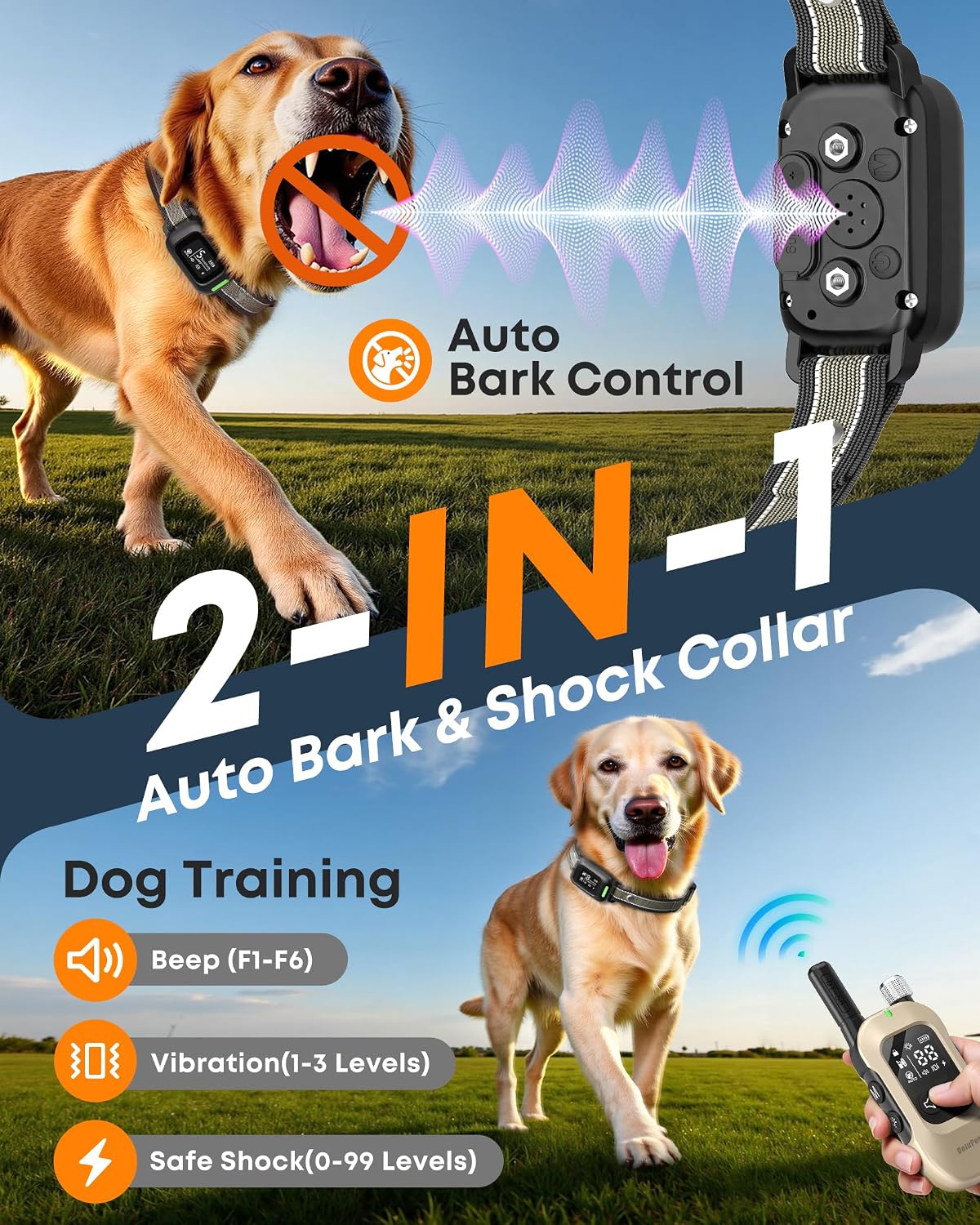 Collar 2 en 1 para Ladridos y Descarga Eléctrica para Perros \u2013...