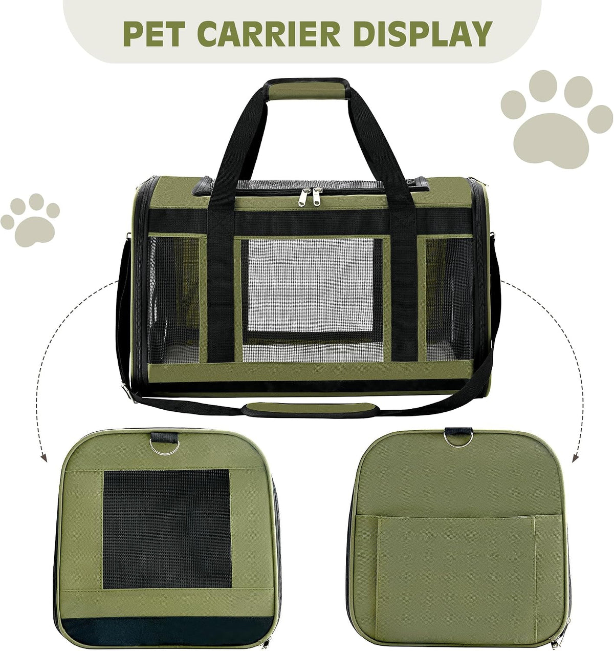 Transportador para gatos extragrande, transportador plegable para m...