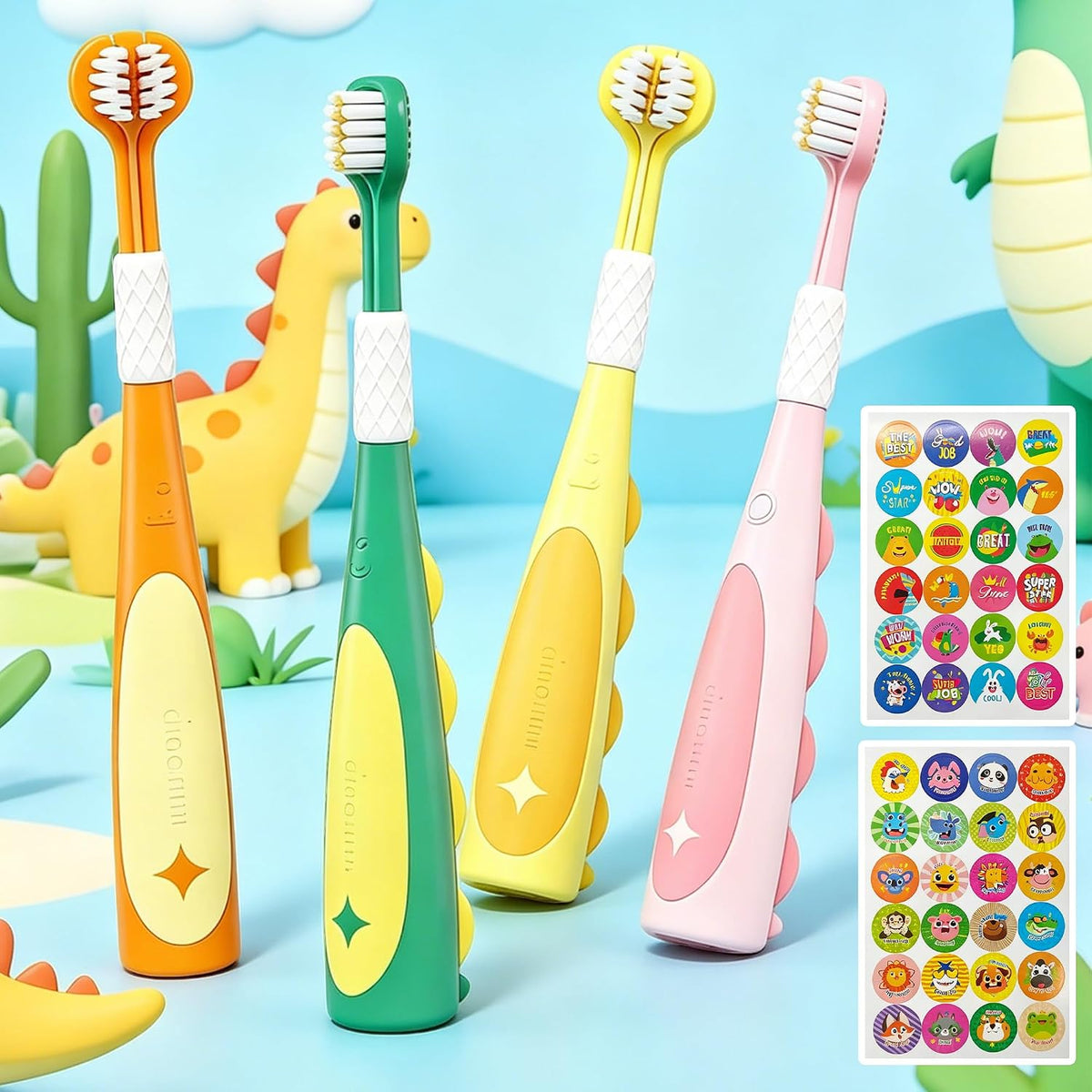 Paquete de 4 cepillos de dientes para niños pequeños, eficientes y...