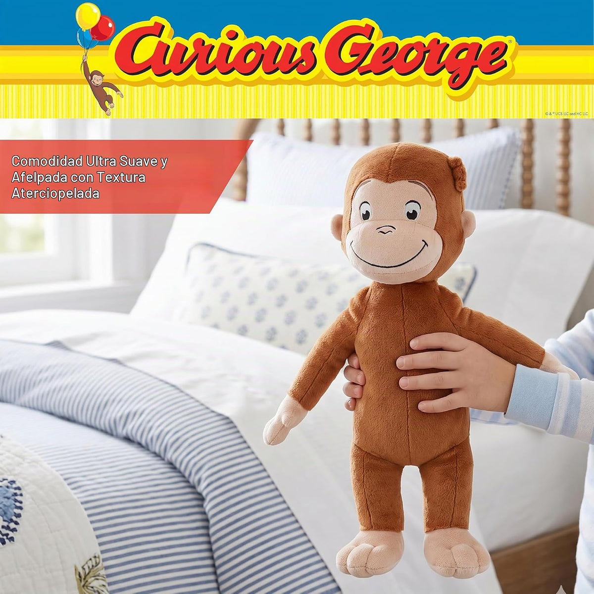 Curious George Kids Bedding - Almohada de felpa súper suave y acoge...