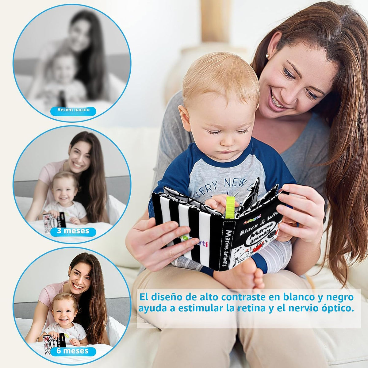 Dr.Rapeti Libros de tela suave para bebés, libros de baño, paquete...