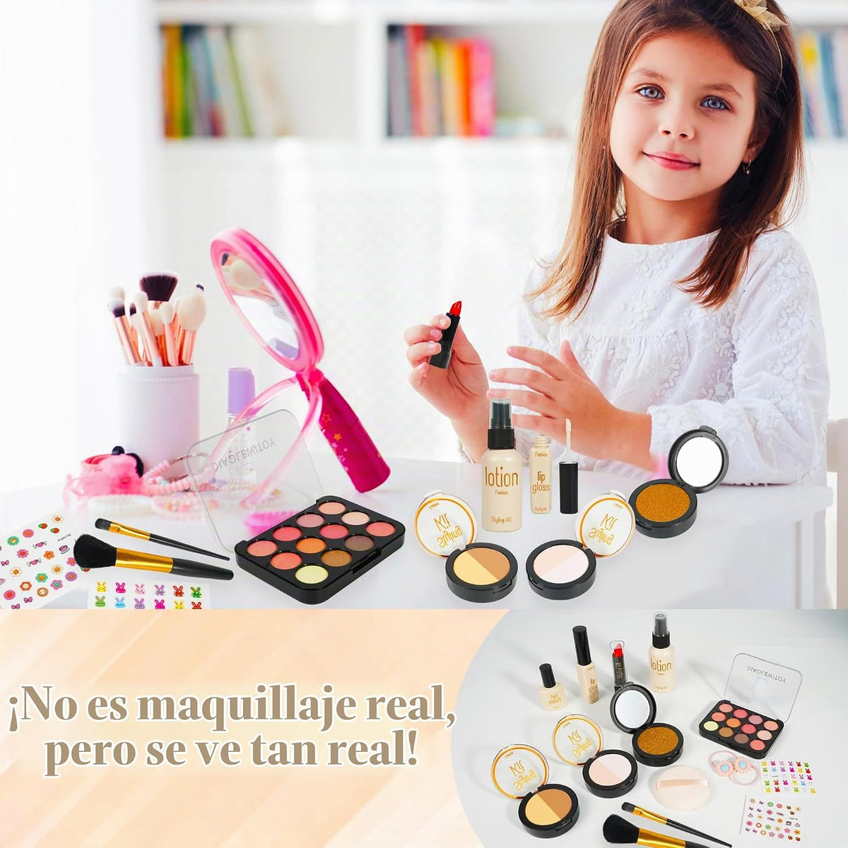 DIAOLEWITOY Kit de maquillaje de simulación para niñas, niños peque...