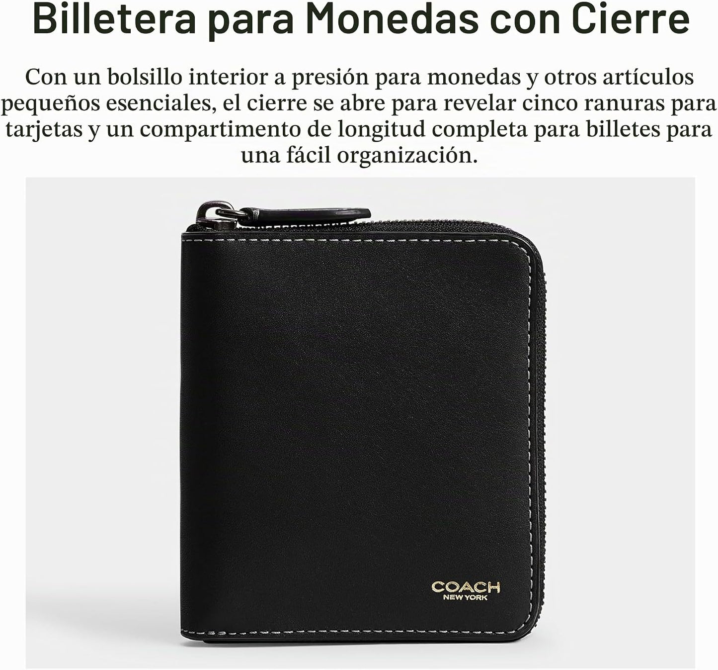Coach Monedero con cremallera alrededor para hombre