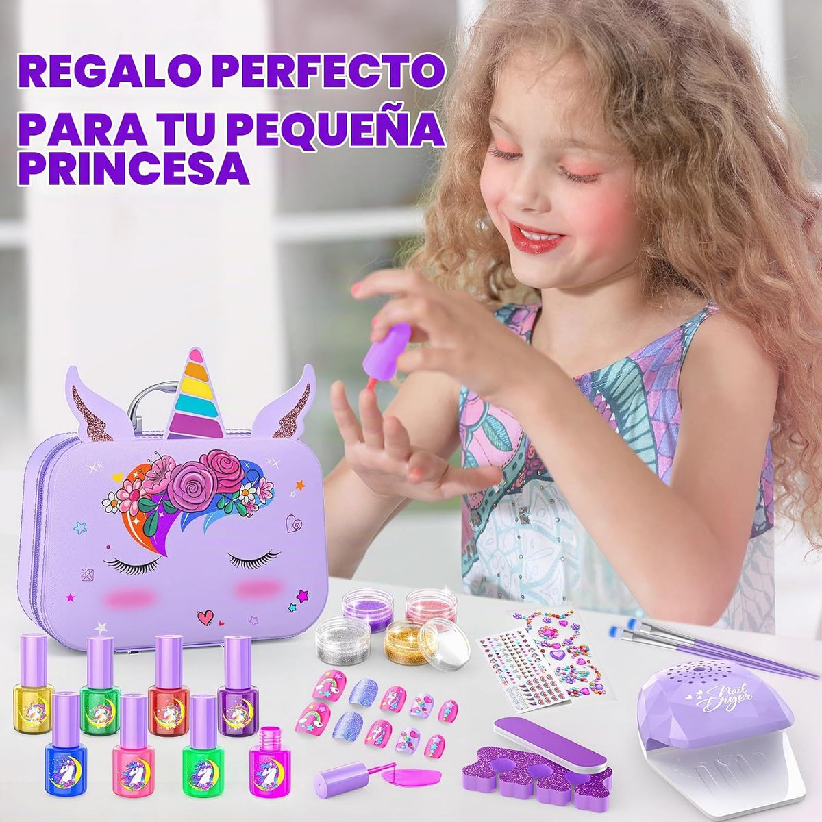 Set de Esmalte de Uñas para Niñas, Kit Todo en Uno de Arte de Uñas...